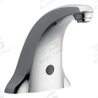 CHICAGO FAUCETS Sensor Faucet: E-Tronic 40, Cast Metal, Polished Chrome Finish, Centerset, Battery (MPN WWG116.606.AB.1T). Key specifications — Brand: CHICAGO FAUCETS; Includes: 6-volt lithium CRP2 battery; Series: E-Tronic 40.