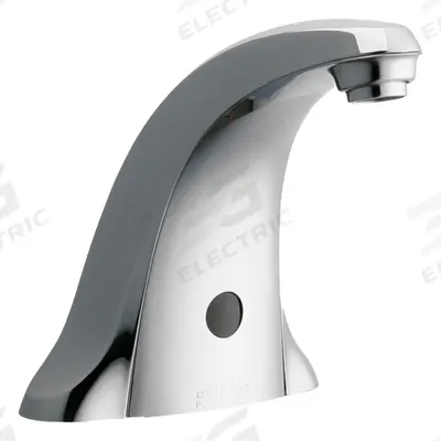CHICAGO FAUCETS Sensor Faucet: E-Tronic 40, Cast Metal, Polished Chrome Finish, Centerset - Single-Post Sensor Bathroom Faucets