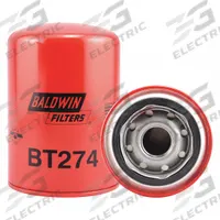 BALDWIN FILTERS Hydraulic Filter: Hydraulic Fluid, 1-12 Thread Size, Spin-On, 3 11/16 in Outside Dia (MPN BT274). Key specifications — Media Material: Cellulose; Brand: BALDWIN FILTERS; Compatible Fluid Type: Hydraulic Fluid; Compatible Vehicle Make: Wayne; Includes: G381-A Integral Gasket; Thread Size: 1-12.
