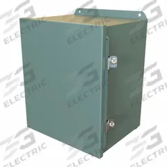 HAMMOND Electrical Enclosure: Steel, 12 in x 10 in x 8 in, NEMA 12/13/3R/4, Solid Cover, Hinged (MPN HJ12108HLP). Key specifications — Closure Method: Clamps; Brand: HAMMOND; Knockouts: Not Included.