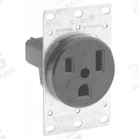 LEVITON Receptacle: Single, 6-50, Black, 250V AC, 50 A, 2 Pole / 3 Wire (MPN 5374-S00)
