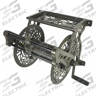 LIBERTY Garden Hose Reel: 125 ft (5/8 in I.D.), 5 1/2 in Reel Dia, Bronze - Metal Wall-Mount Garden Hose Reels
