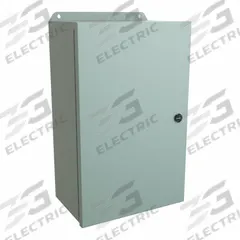 HAMMOND Electrical Enclosure: Steel, 16 in x 10 in x 6 in, NEMA 12/13/3R/4, w/Panel, Solid Cover (MPN EJ16106). Key specifications — Closure Method: Latches; Brand: HAMMOND; Knockouts: Not Included.