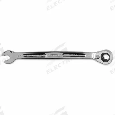 PROTO Combination Wrenches: Alloy Steel, Full Polish Chrome, 1/4 in Head Size - SAE Spline Ratcheting Combination Wrenches