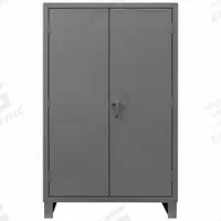 DURHAM MFG Storage Cabinet: 48 in x 24 in x 78 in, Swing Handle & Padlock Hasp, 12 ga Panel Thick (MPN HDC-244878-4S95). Key specifications — attr62698: Gray; attr62736: Welded; attr87895: Legs; attr62693: Assembled; attr62737: Stationary; attr62694: Adjustable; attr62695: Powder Coated; attr62696: Steel.