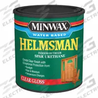 MINWAX Finish: Varnish, Exterior/Interior, Oil, 32 fl oz Container Size, Wood, Gloss, Clear, Clear (MPN 630500444). Key specifications — Brand: MINWAX; Transparency: Clear; Use Location: Exterior; Sheen: Gloss; Sub-Brand: Helmsman; Color: Clear.
