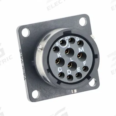 SOURIAU Electrical Connector: Trim Trio UTGX 14, Square Flange Receptacle, 12 Contacts - Trim Trio UTGX Harsh Environment Circular Connectors