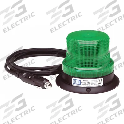 ECCO Beacon Light: Flashing Beacon, Green, 3 7/8 in Overall Ht, LED - Vehicle Flashing Beacons