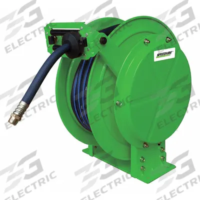 SPEEDAIRE Spring Return Hose Reel: 50 ft (3/4 in I.D.), 3/4 in MNPT, 250 psi Max Op Pressure - Dual-Arm Air or Water Spring-Return Hose Reels