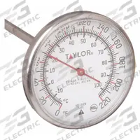 TAYLOR Mechanical Food Service Thermometer: HACCP Food Safety, Anti Parallax, 1 3/4 in Overall Lg (MPN 8018N). Key specifications — Accuracy: ±1 °C; Brand: TAYLOR; Case Material: Plastic; Display Type: Anti Parallax; Features: Recalibration Wrench; Lens Material: Plastic; NSF Certified: Yes; Thermometer Type: Stem Thermometer.