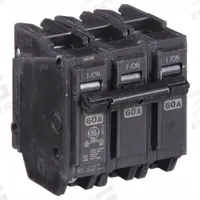 GE Miniature Circuit Breaker: THHQL, 60 A, 120/240V AC, Three Phase, 22kA at 120/240V AC, 3 Poles (MPN THHQL32060). Key specifications — Amps: 60 A; AC Voltage Rating: 120/240V AC; Phase: Three; Max. AIR Rating: 22kA at 120/240V AC; For Use With: Power Mark Gold Load Centers and AQ Lighting Panels.