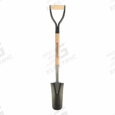SEYMOUR MIDWEST Spade Shovel: Steel Blade, 14 ga, D-Grip Handle Type, Wood Handle - Drain Spades