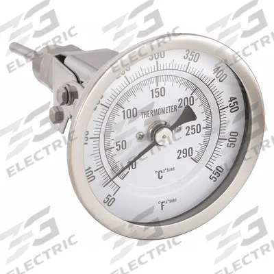 APPROVED VENDOR Dial Thermometer: 50°F to 550°F /10°C to 290°C, 2.5 in Stem Lg - Adjustable-Angle Thread-Mount Dial Thermometers