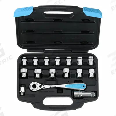 CHANNELLOCK Socket Wrench Set: 3/8 in Drive Size, 16 Pieces - SAE & Metric Pass-Through Socket Sets with Drive Tools