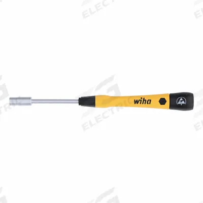 WIHA Nut Driver: Straight, Metric, Precision Nut Driver, 5.5 mm Hex Size, 60 mm Overall Lg - ESD-Safe Precision Nut Drivers