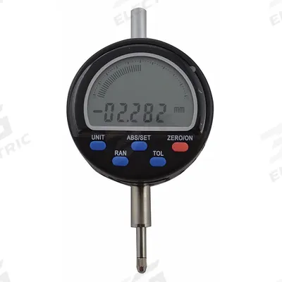 JOHNSON Digital Indicator: 1.25 in to 1.25 in /0 mm to 12.75 mm, Inch/Metric, 0.01 mm Accuracy - Digital Indicators with Non-Removable Flat Back