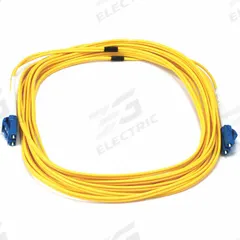 MONOPRICE Fiber Optic Patch Cord: Single Mode, 5 m Lg, LC End 1, LC End 2, Yellow, PVC (MPN 3651). Key specifications — Fire Rating: Riser; Jacket Material: PVC; Number of Fibers: Duplex; Brand: MONOPRICE; _Fiber Optic Cable Style: 9/125µ OS2.