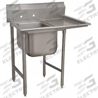 ADVANCE TABCO Scullery Sink: 1 Bowls, 42 in Overall Ht, 46 in Overall Lg, 27 in Overall Wd (MPN 9-1-24-24R). Key specifications — Brand: ADVANCE TABCO.