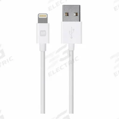 MONOPRICE Cable: Lightning End 1, Type A End 2, White, 10 ft Lg - Standard USB & Lightning Cables
