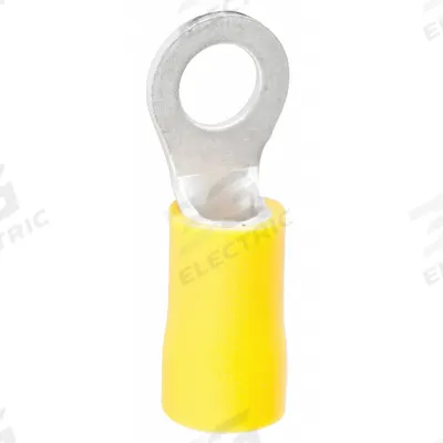GARDNER BENDER Ring Terminal: Yellow, Vinyl Insulation, #10/#8 Stud Size - Insulated Ring Terminals