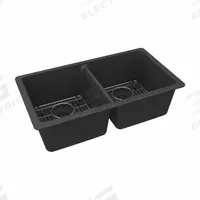 ELKAY Sink: 33 in Overall Lg, 18 1/2 in Overall Wd, 9 1/2 in Bowl Dp, 14 1/4 in Bowl Lg, 2 Bowls (MPN ELGU3322MB0C). Key specifications — Brand: ELKAY; Color Family: Black.
