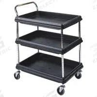 Laboratory Utility Cart: 39 1/2 in Overall Lg, 27 in Overall Wd, 33 1/4 in Overall Ht, Polymer (MPN GRBC2636-3DBL). Key specifications — Brand: INSTOCK; Product Type: Lab Cart; Includes: (3) Shelves; Cart Material: Polymer.