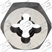 CLEVELAND Hex Threading Die: 1/4"-28 UNF, 19/32 in Hex Wd, Carbon Steel (MPN C65602)