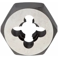 CLEVELAND Hex Threading Die: 1/4"-28 UNF, 19/32 in Hex Wd, Carbon Steel (MPN C65602)