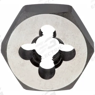 CLEVELAND Hex Threading Die: 1/4"-28 UNF, 19/32 in Hex Wd, Carbon Steel (MPN C65602) - Solid Hex Rethreading Dies