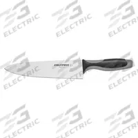 DEXTER RUSSELL Cooks Knife: Straight, 15 in Overall Lg, Steel Blade, Santoprene/Polypropylene Handle (MPN 29243). Key specifications — Sub-brand: V-Lo; Brand: DEXTER RUSSELL; Blade Material: Steel; Blade Type: Straight; Edge Style: Granton Edge; Forged/Stamped: Stamped; Handle Color: Black/Gray; Handle Material: Santoprene/Polypropylene.