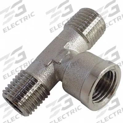 LEGRIS Metal Pipe Tee: Tee, 1/2 in x 1/2 in x 1/2 in, Nickel-Plated Brass, 870 psi - Threaded Medium-Pressure Pipe Fittings
