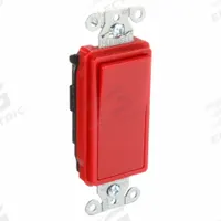 HUBBELL Wall Switch: Rocker Switch, Single Pole, Maintained, Red, 120/277V AC, 20 A (MPN DS120R). Key specifications — Illuminated: No; Voltage Rating: 120/277V AC.