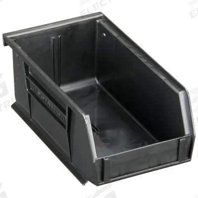 QUANTUM STORAGE SYSTEMS Conductive Bin: 4 1/8 in x 7 3/8 in x 3 in, Black - ESD Static-Control Plastic Bins