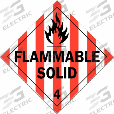 BRADY Container Placard: Flammable Solid, 10 3/4 in x 10 3/4 in, 10 3/4 in Label Ht - Class 4: Flammable Solids