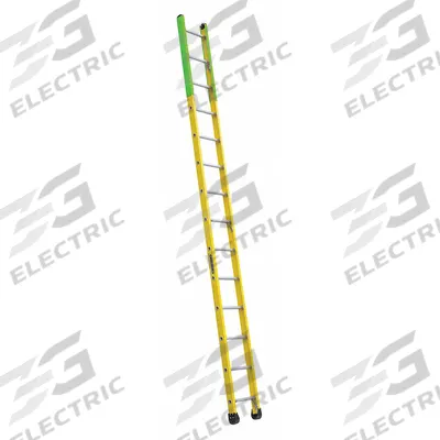 LOUISVILLE LADDER Straight Ladder: 14 ft Ladder Size, Fiberglass, 375 lb Load Capacity - Manhole Non-Conductive Fiberglass Ladders