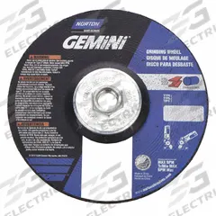 NORTON Cut-Off & Grinding Wheel: Type 27, 6" x 1/8" x 5/8"-11, Aluminum Oxide, 24 Grit, Gemini (MPN 66252833965). Key specifications — Series: Gemini; Brand: NORTON.