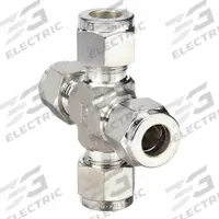 PARKER Compression Cross Fitting: 1/2 in OD x 1/2 in OD x 1/2 in OD x 1/2 in OD Fitting Size (MPN 8ECR8-316). Key specifications — Compatible Fitting Brands: Parker A-LOK; Brand: PARKER.