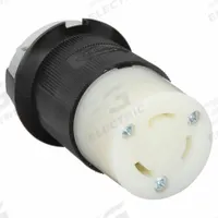 HUBBELL Locking Connector: Non-NEMA, Black/White, 125/250V AC, 30 A Current Rating, 3 Poles, 3 Wires (MPN HBL3333C). Key specifications — Brand: HUBBELL.