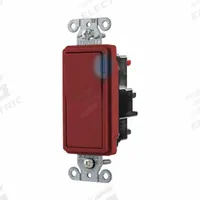 HUBBELL Wall Switch: Rocker Switch, 3-Way, Maintained, Red, 120/277V AC, 20 A (MPN DS320STILR). Key specifications — Illuminated: Yes; Voltage Rating: 120/277V AC.
