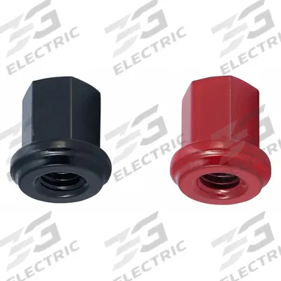 FUSION Nut: Top, Battery, Black, Red, Mil Specs/SAE, Stainless Steel, 10 PK (MPN 6016B - Fleet and Vehicle Maintenance