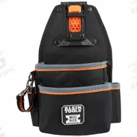 KLEIN TOOLS Tool Pouch: 8 1/2 in W x 4 in D x 11 1/2 in H, 4 Pockets, For 2 1/2 in Belt Wd - Max (MPN 55833MB). Key specifications — attr1135822: Polyester; attr1201302: Pliers; attr1124797: KLEIN TOOLS; attr1135821: Black/Gray/Orange; attr1135832: Clip.