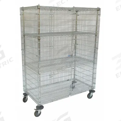 APPROVED VENDOR Security Cart: 1,000 lb, 48 in L x 24 in W Self, Silver, No Handle - General Purpose Wire Security Carts