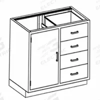 Base Cabinet: 35 1/4 in Overall Ht, 22 in Overall Dp, 35 in Overall Wd, Stainless Steel, 4 Drawers (MPN DG35HS). Key specifications — Product Type: Base Cabinet; Brand: BLICKMAN; Material: Stainless Steel; Standing Style: Wall Mounted; Cabinet Type: Base Cabinets.