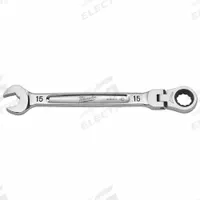 MILWAUKEE Combination Wrench: Chrome Vanadium Steel, Chrome, 15 mm Head Size, 207 1/2 mm Overall Lg (MPN 45-96-9615). Key specifications — attr309600: 15 mm; attr309611: Chrome; attr309610: Chrome Vanadium Steel; attr309604: No; attr309612: No; attr309613: No; attr309615: Yes; attr324932: MILWAUKEE.
