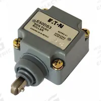 EATON Limit Switch Head: Roller Plunger, Side, E50 Series (MPN E50DS3). Key specifications — Compatible with Series: E50; Actuator Location: Side; Brand: EATON; Roller Position: Side; Action: Momentary; Arm/Operator Material: Non-Metallic.