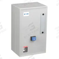 EATON NEMA Magnetic Motor Starter: Non-Reversing, 3 Poles, NEMA Size 1, 27 A, 120V AC Coil (MPN ECN0511AAA-R63/D). Key specifications — attr211388: EATON; attr951451: 1NO/1NC; attr951453: 110/120V AC; attr951489: Three; attr984425: 1NO/1NC; attr984429: Pilot Light; attr997361: None (Not Applicable to Electronic Overloads).