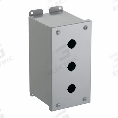 HAMMOND Push Button Enclosure: 22mm, 3 Holes, Carbon Steel - Enclosures for 22mm Operators