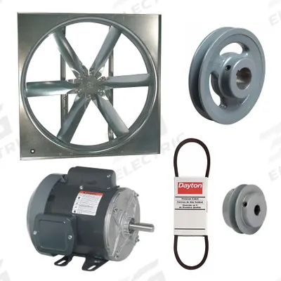 Dayton Supply Fan w/Drive Package: Belt Drive, 24 in Blade, Totally Enclosed, 5,292 cfm - Belt-Drive Panel Supply Fans with Drive Package