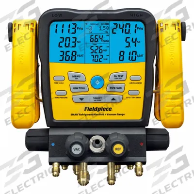 FIELDPIECE Manifold Gauge: 4 Valves, Series SMAN, 5 in Gauge - Digital Wireless Manifold Gauge Kits
