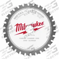 MILWAUKEE Circular Saw Blade: 8 in Blade Dia., 50 Teeth, 0.07 in Cut Wd, 5/8 in Arbor Size, Carbide (MPN 48-40-4520). Key specifications — attr1116119: MILWAUKEE; attr1145631: Ferrous Metals.